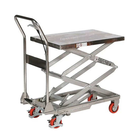 Table élévatrice à ciseaux doubles en inox 304 - Espace Équipement